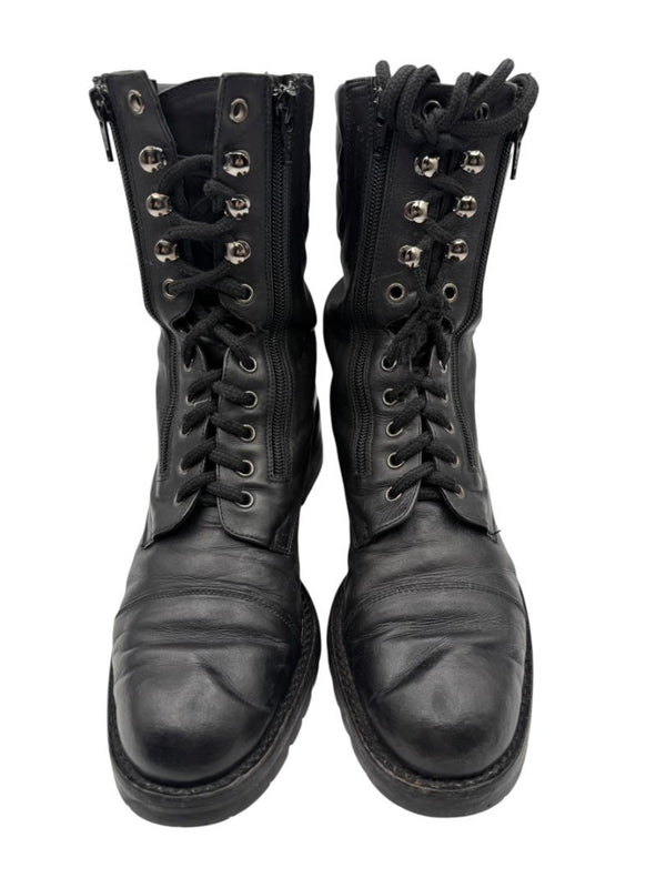 Chanel Quilted Leather Lace-Up Combat Boots – Size 40