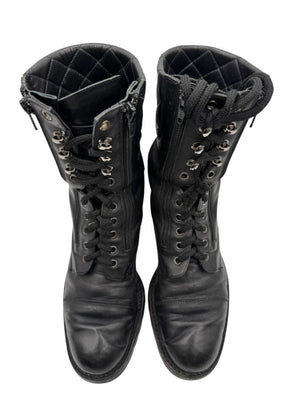 Chanel Quilted Leather Lace-Up Combat Boots – Size 40