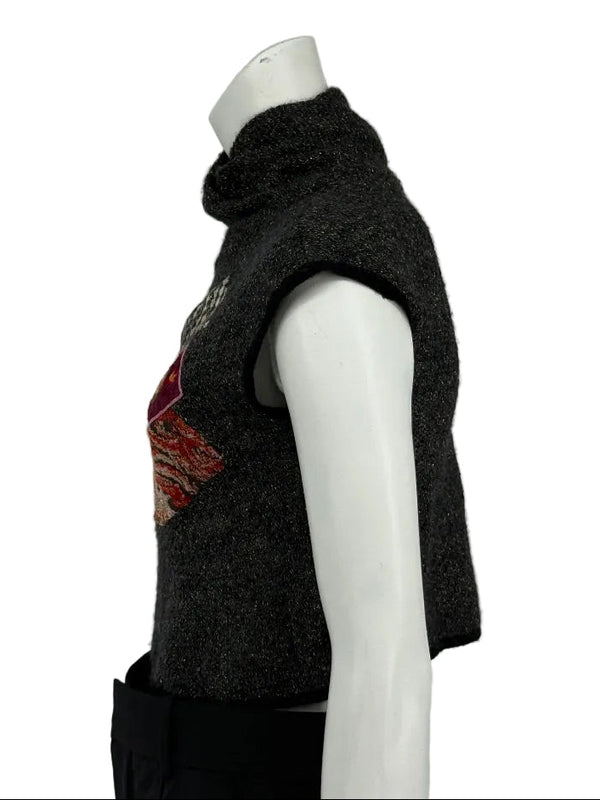 Custo Barcelona Women’s Embellished Knit Crop Short-Sleeve Sweater – Size 1