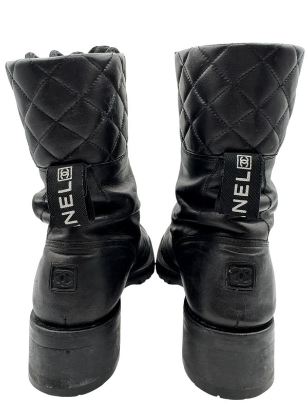 Chanel Quilted Leather Lace-Up Combat Boots – Size 40