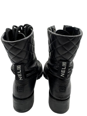 Chanel Quilted Leather Lace-Up Combat Boots – Size 40