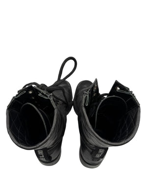 Chanel Quilted Leather Lace-Up Combat Boots – Size 40