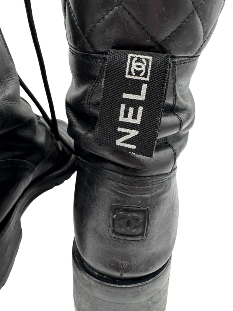 Chanel Quilted Leather Lace-Up Combat Boots – Size 40