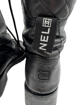 Chanel Quilted Leather Lace-Up Combat Boots – Size 40