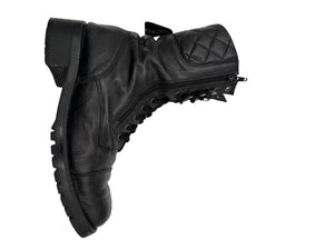 Chanel Quilted Leather Lace-Up Combat Boots – Size 40