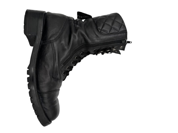 Chanel Quilted Leather Lace-Up Combat Boots – Size 40