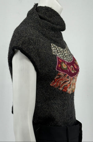 Custo Barcelona Women’s Embellished Knit Crop Short-Sleeve Sweater – Size 1