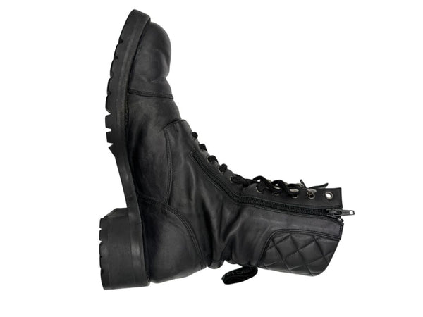 Chanel Quilted Leather Lace-Up Combat Boots – Size 40