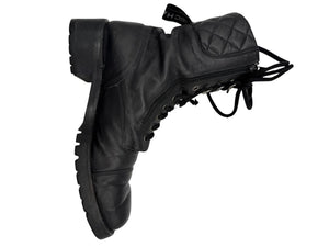 Chanel Quilted Leather Lace-Up Combat Boots – Size 40
