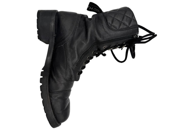 Chanel Quilted Leather Lace-Up Combat Boots – Size 40