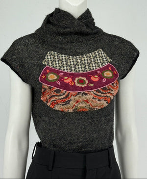 Custo Barcelona Women’s Embellished Knit Crop Short-Sleeve Sweater – Size 1