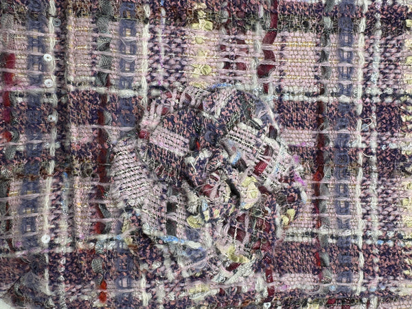 Chanel Lavender Tweed Camellia Large Flap Messenger Bag
