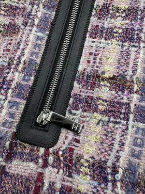 Chanel Lavender Tweed Camellia Large Flap Messenger Bag