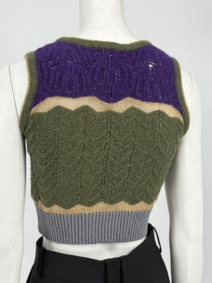Custo Barcelona Women’s Sleeveless Tie-Front Knit Crop Vest – Size 1 (Small)