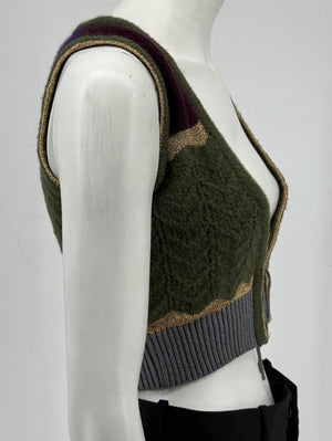 Custo Barcelona Women’s Sleeveless Tie-Front Knit Crop Vest – Size 1 (Small)