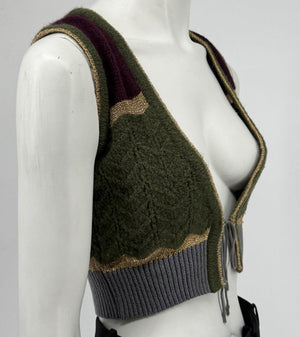 Custo Barcelona Women’s Sleeveless Tie-Front Knit Crop Vest – Size 1 (Small)