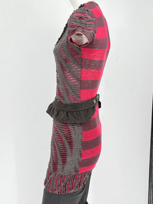 Custo Barcelona Embellished Cutout Knit Shirt Dress with Detachable Belt – Size 1