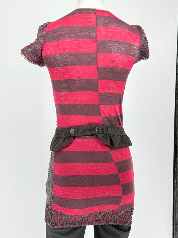 Custo Barcelona Embellished Cutout Knit Shirt Dress with Detachable Belt – Size 1