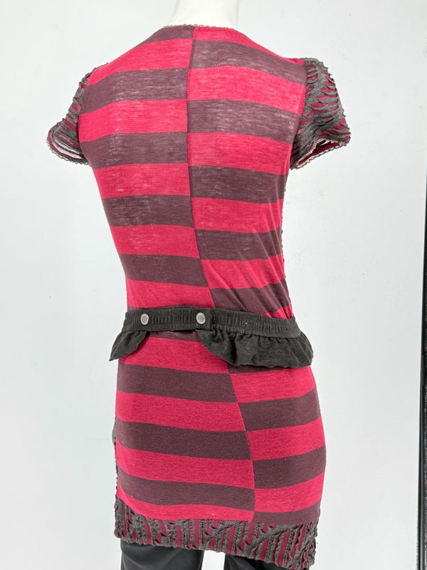 Custo Barcelona Embellished Cutout Knit Shirt Dress with Detachable Belt – Size 1