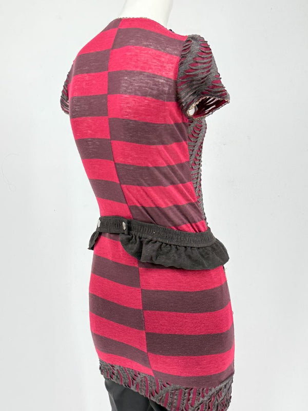 Custo Barcelona Embellished Cutout Knit Shirt Dress with Detachable Belt – Size 1