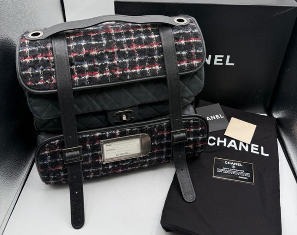 Chanel Fall 2010 Runway Trek Pack 3-in-1 Tweed Backpack – Multicolor Plaid – Rare