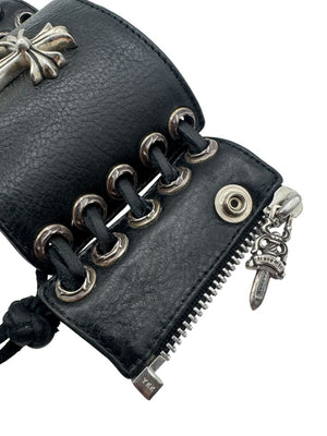 Chrome Hearts Sterling Silver & Leather Lace-Up Cuff Bracelet – Vintage 1990s