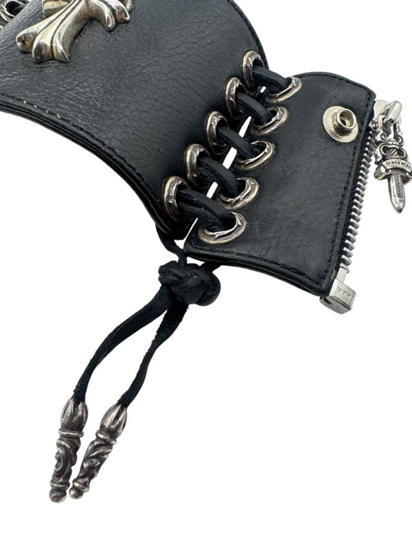 Chrome Hearts Sterling Silver & Leather Lace-Up Cuff Bracelet – Vintage 1990s