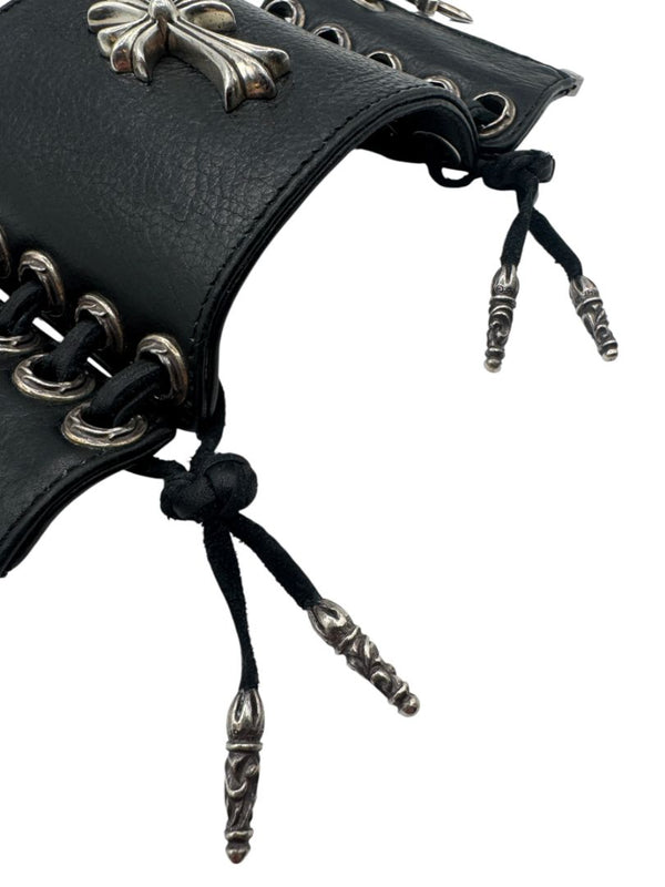 Chrome Hearts Sterling Silver & Leather Lace-Up Cuff Bracelet – Vintage 1990s