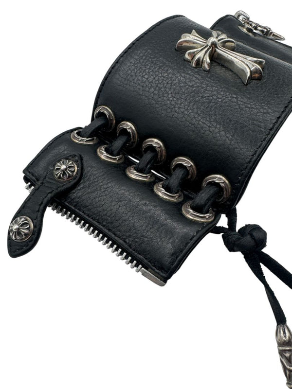 Chrome Hearts Sterling Silver & Leather Lace-Up Cuff Bracelet – Vintage 1990s