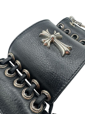 Chrome Hearts Sterling Silver & Leather Lace-Up Cuff Bracelet – Vintage 1990s