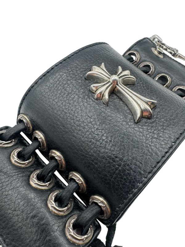 Chrome Hearts Sterling Silver & Leather Lace-Up Cuff Bracelet – Vintage 1990s