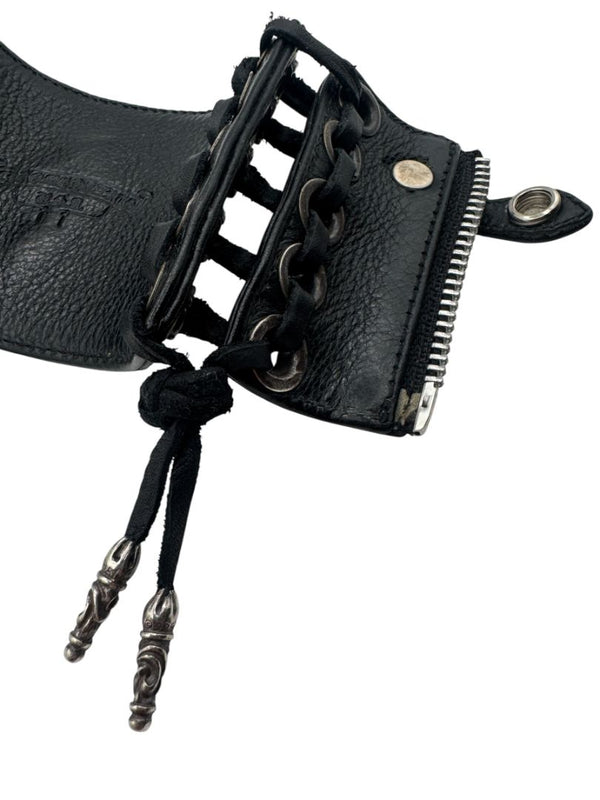 Chrome Hearts Sterling Silver & Leather Lace-Up Cuff Bracelet – Vintage 1990s