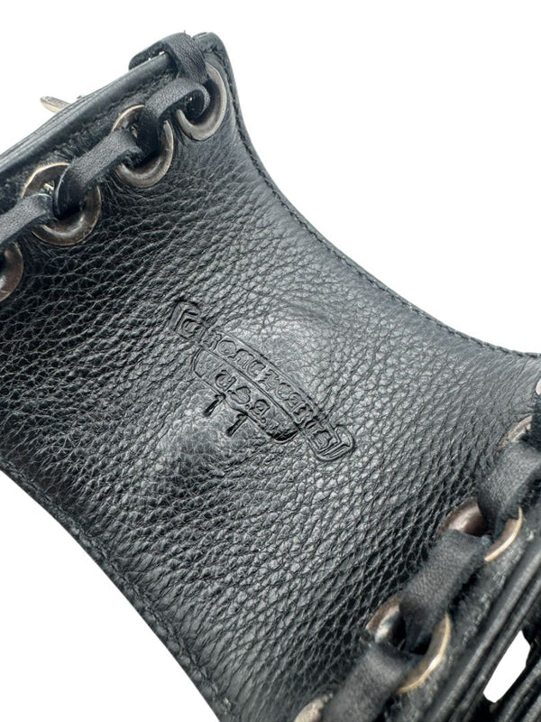 Chrome Hearts Sterling Silver & Leather Lace-Up Cuff Bracelet – Vintage 1990s