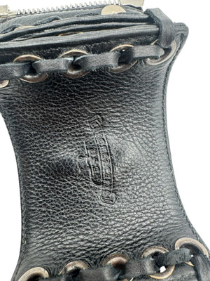 Chrome Hearts Sterling Silver & Leather Lace-Up Cuff Bracelet – Vintage 1990s