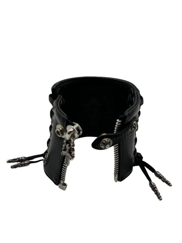 Chrome Hearts Sterling Silver & Leather Lace-Up Cuff Bracelet – Vintage 1990s