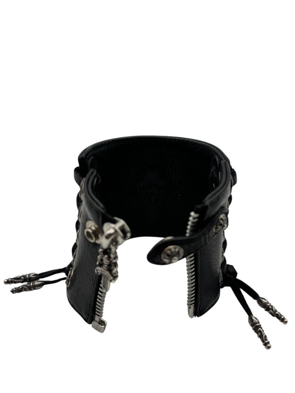 Chrome Hearts Sterling Silver & Leather Lace-Up Cuff Bracelet – Vintage 1990s