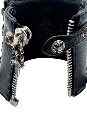 Chrome Hearts Sterling Silver & Leather Lace-Up Cuff Bracelet – Vintage 1990s