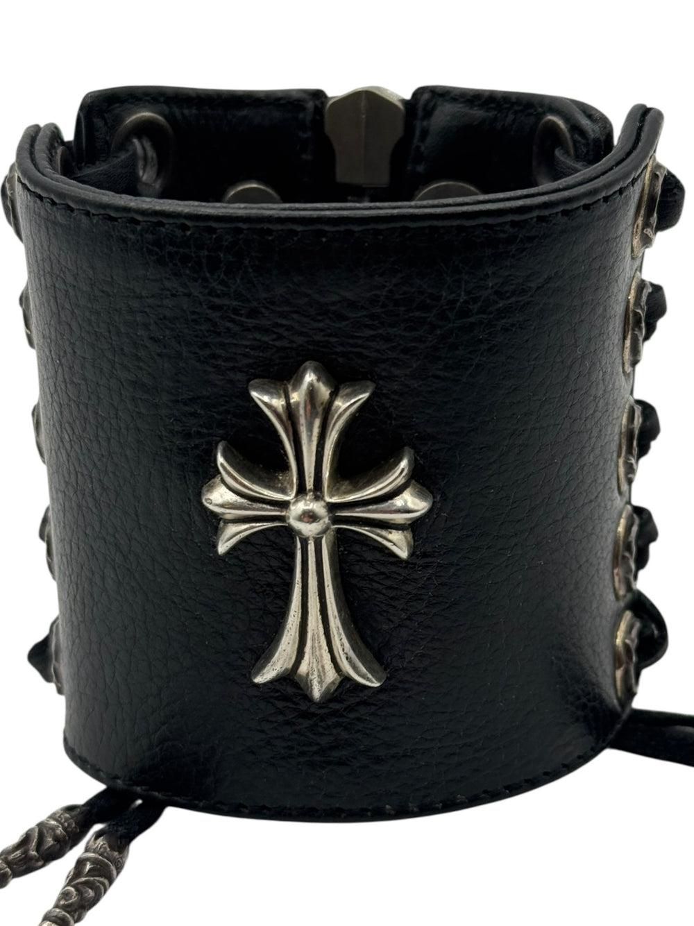 Chrome Hearts Sterling Silver & Leather Lace-Up Cuff Bracelet – Vintage 1990s