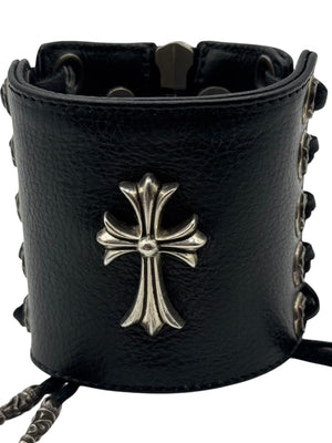 Chrome Hearts Sterling Silver & Leather Lace-Up Cuff Bracelet – Vintage 1990s