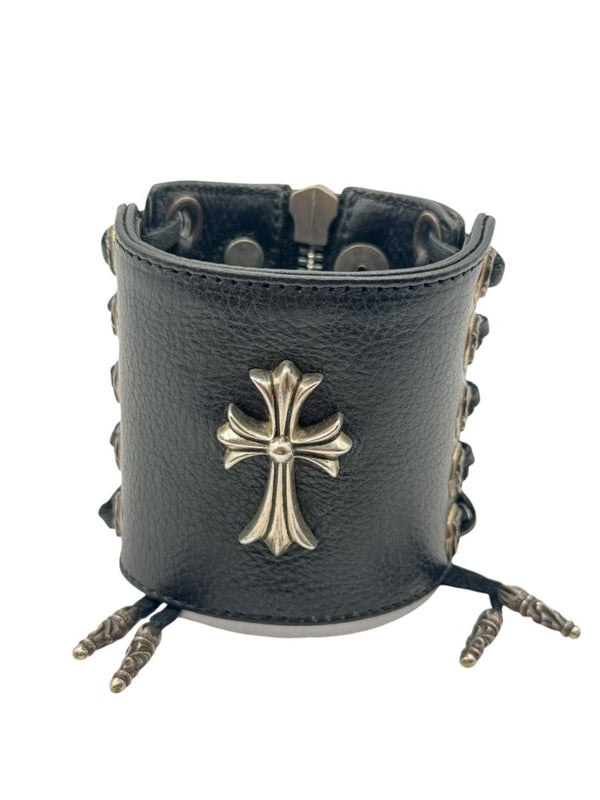Chrome Hearts Sterling Silver & Leather Lace-Up Cuff Bracelet – Vintage 1990s