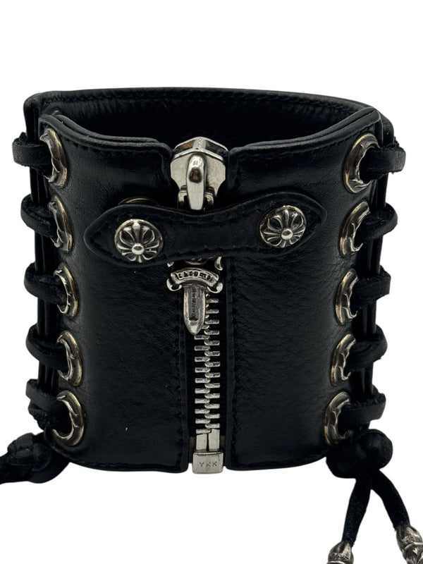Chrome Hearts Sterling Silver & Leather Lace-Up Cuff Bracelet – Vintage 1990s