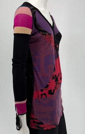 Custo Barcelona Long-Sleeve Graphic Henley Top – Size 1 (Small)
