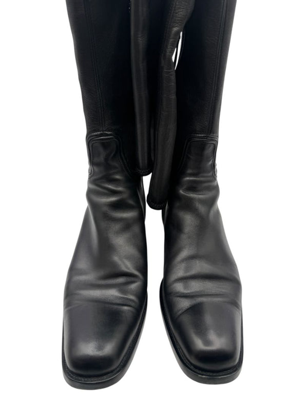 Alaïa Black Leather Over-the-Knee Boots – Size 40.5