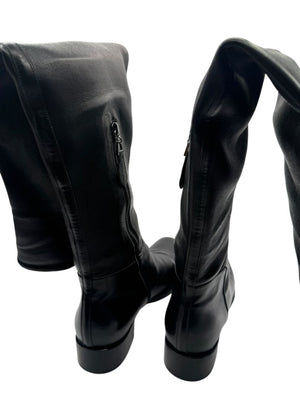 Alaïa Black Leather Over-the-Knee Boots – Size 40.5