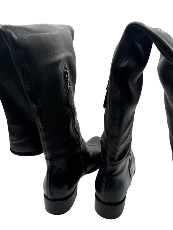 Alaïa Black Leather Over-the-Knee Boots – Size 40.5