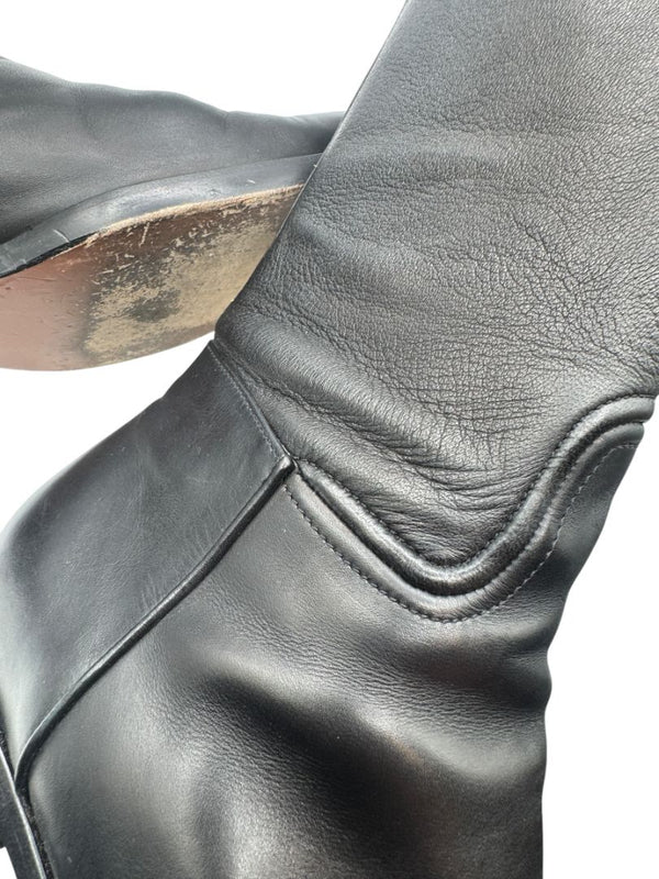 Alaïa Black Leather Over-the-Knee Boots – Size 40.5