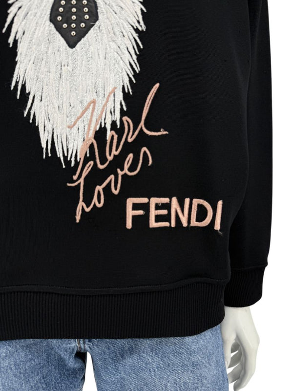 Fendi Karlito “Karl Lover” Fur Embellished Sweatshirt – Size IT 42