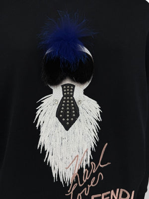 Fendi Karlito “Karl Lover” Fur Embellished Sweatshirt – Size IT 42