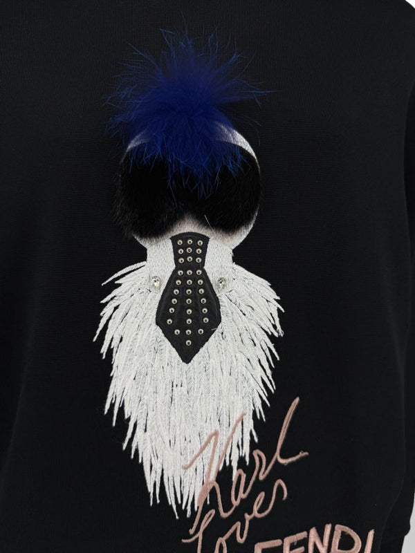 Fendi Karlito “Karl Lover” Fur Embellished Sweatshirt – Size IT 42