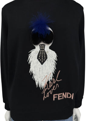 Fendi Karlito “Karl Lover” Fur Embellished Sweatshirt – Size IT 42